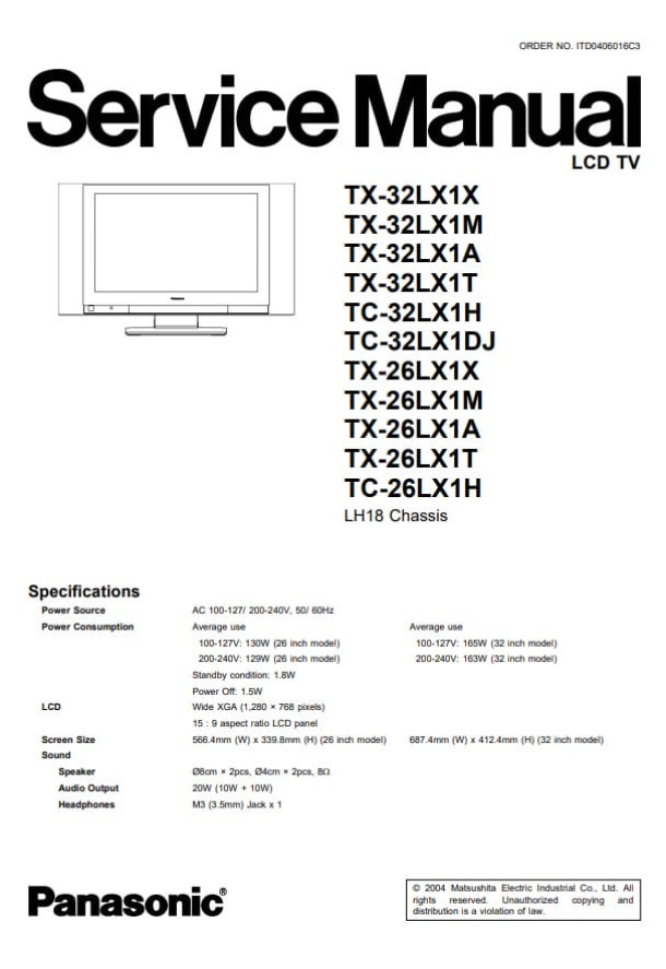 LH18_TX-32LX1X, TX-32LX1M, TX-32LX1A, TX-32LX1T